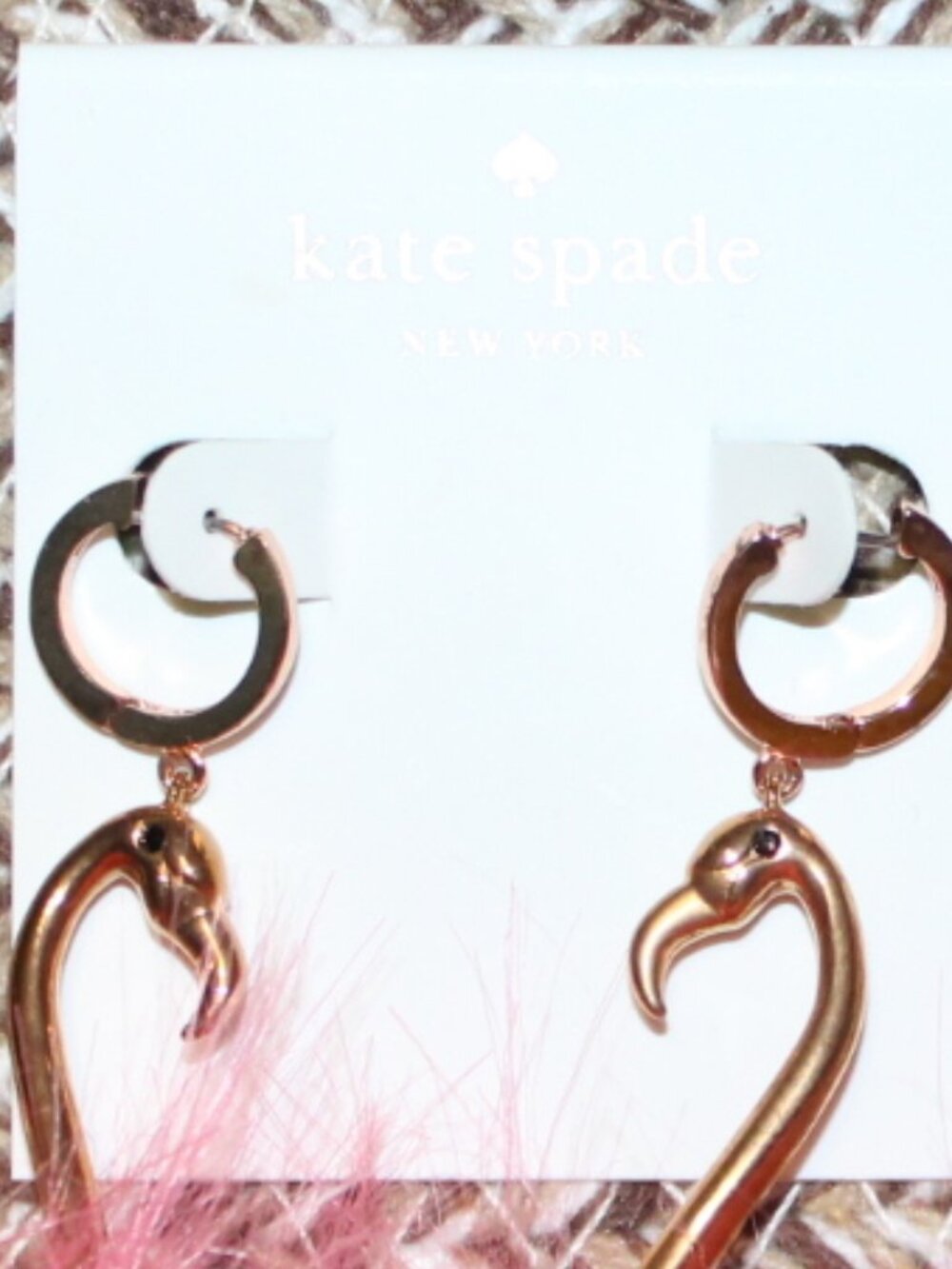 NWT Kate Spade New York "By the Pool " Flamingo necklace and earrings set.  FAB! - Picture 9 of 13